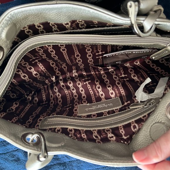 Tignanello Silver Metallic Tote with Shoulder Strap - Leather - Picture 4 of 6